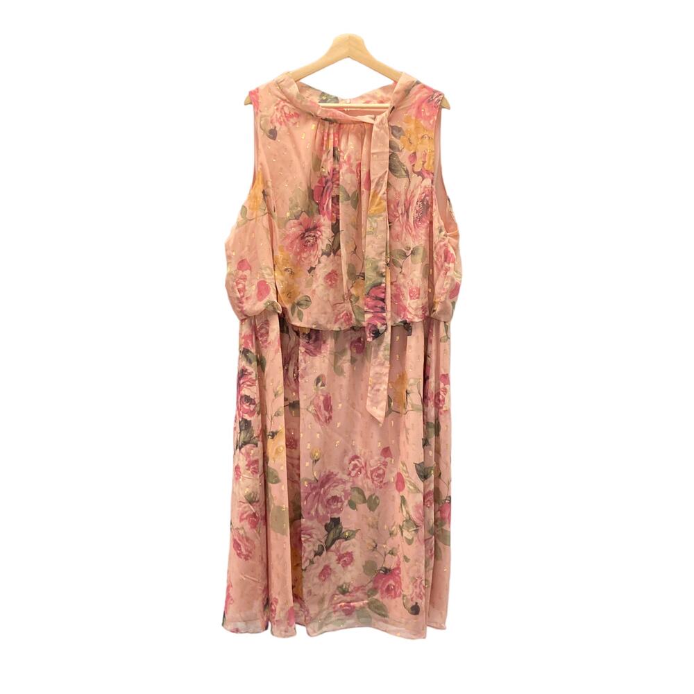 Jessica Howard Shimmer Floral Tie Sleeveless Knee Length Dress